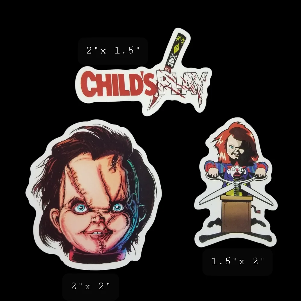 Chucky Child's Play Vinyl Stickers Set Of 3 - Picture 2 of 2